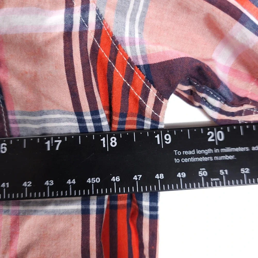 Skate Levis Shirt Mens S Orange Plaid Short Sleeve Button Up Streetwear Pocket - Picture 7 of 7